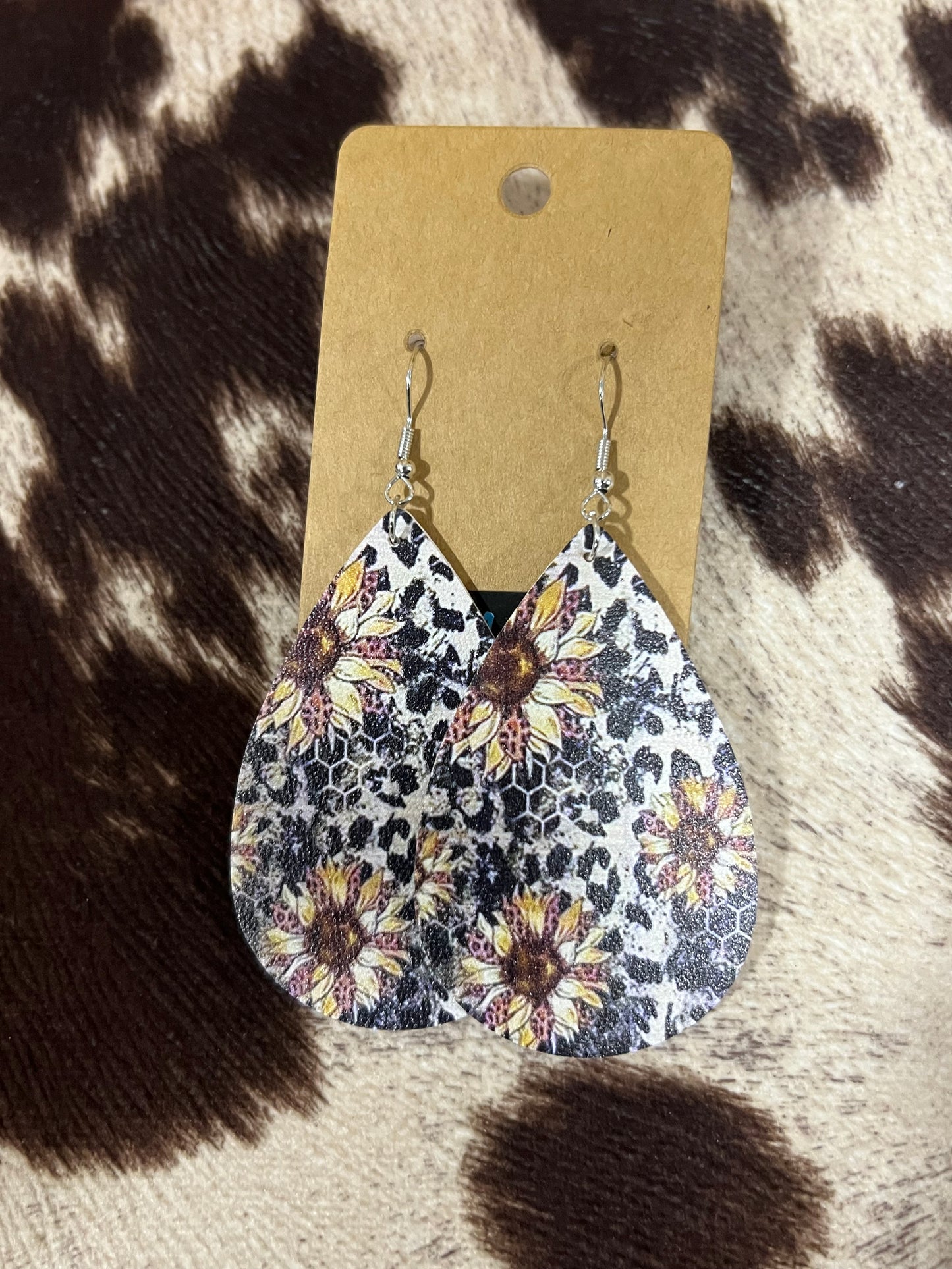 Sunflower Cheetah Print Earrings