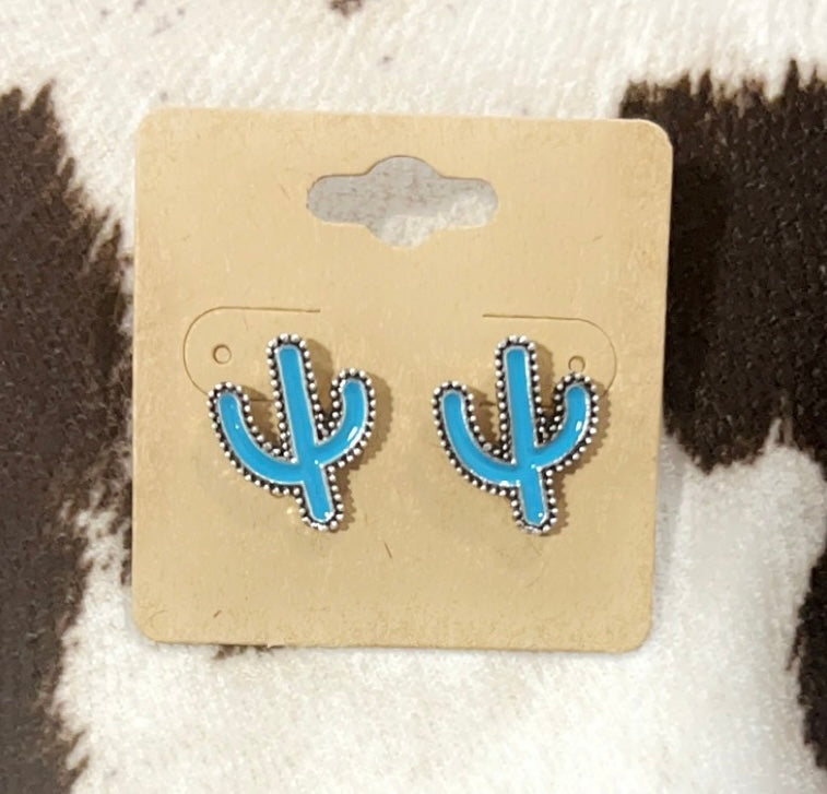 Turquoise Cactus Stud Earrings