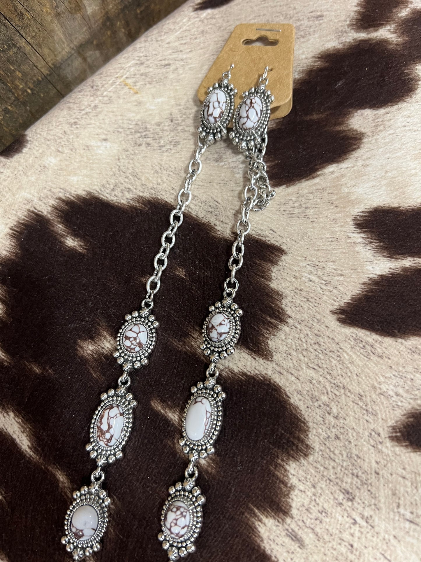 Long White Lariat Necklace