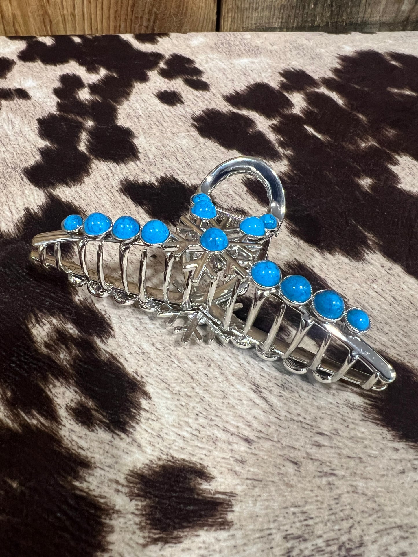 Silver & Turquoise Snowflake Hair Clip