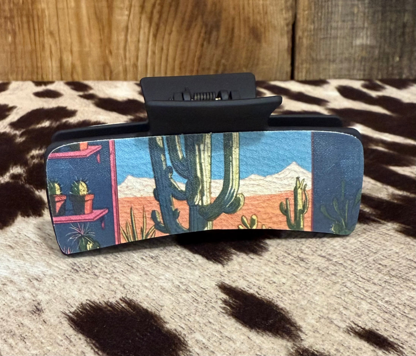 Cactus Scene Hair Claw Clip