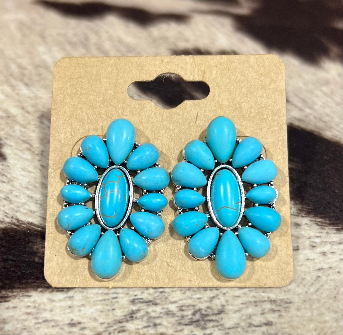 Turquoise Cluster Stud Earrings
