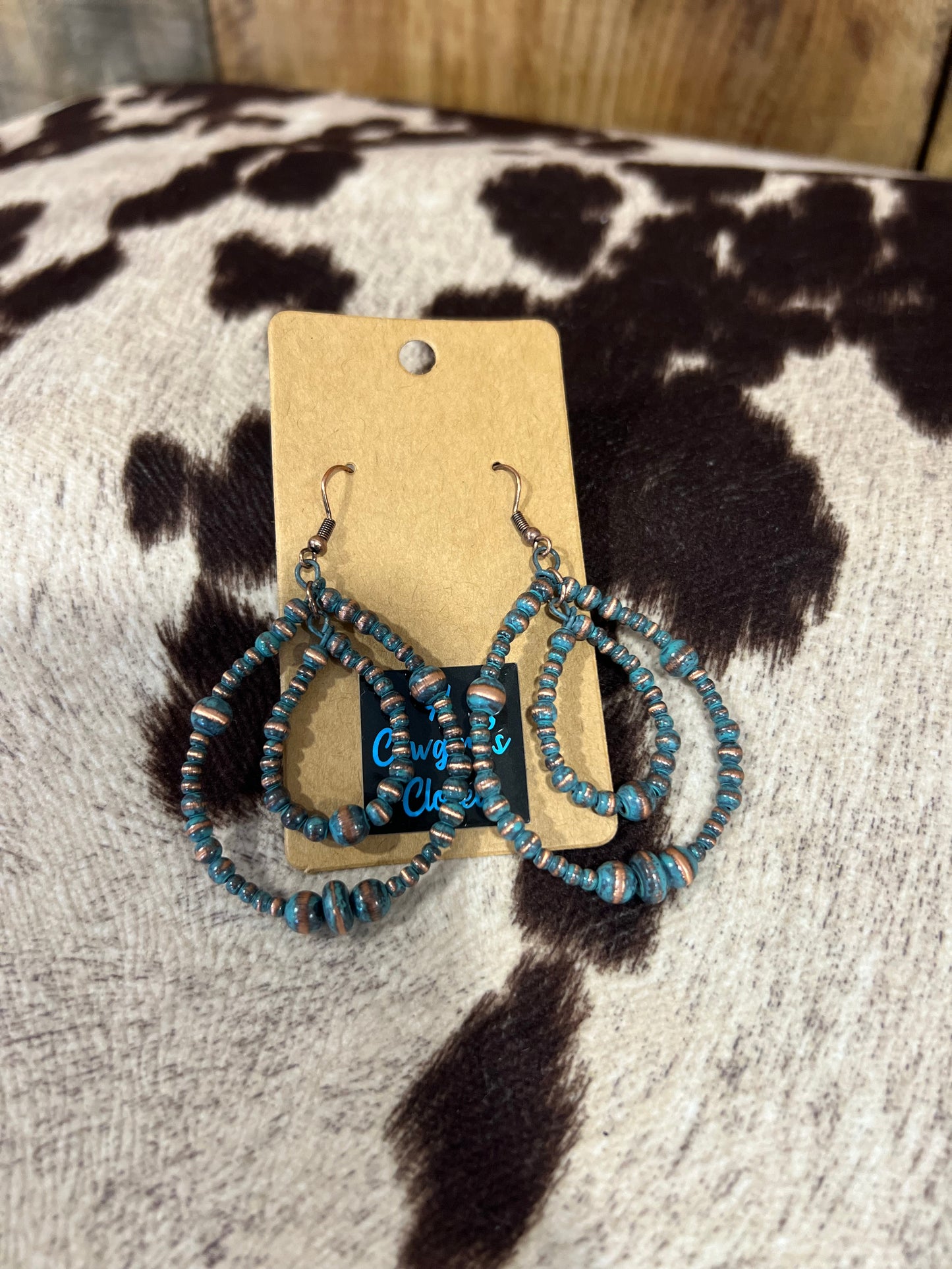 Copper Turquoise Double Hoop Earrings
