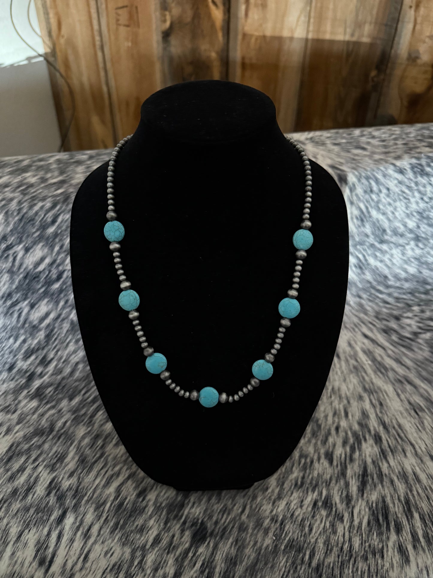 #12 Navajo and Turquoise Saucer Necklace