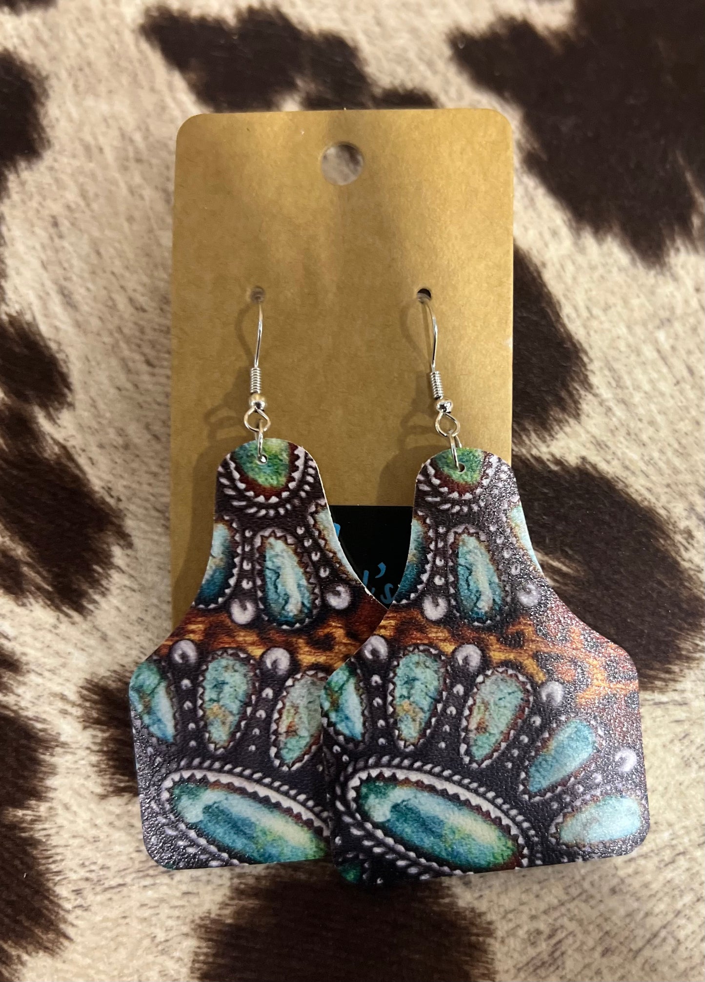 Cow Tag Concho Earrings