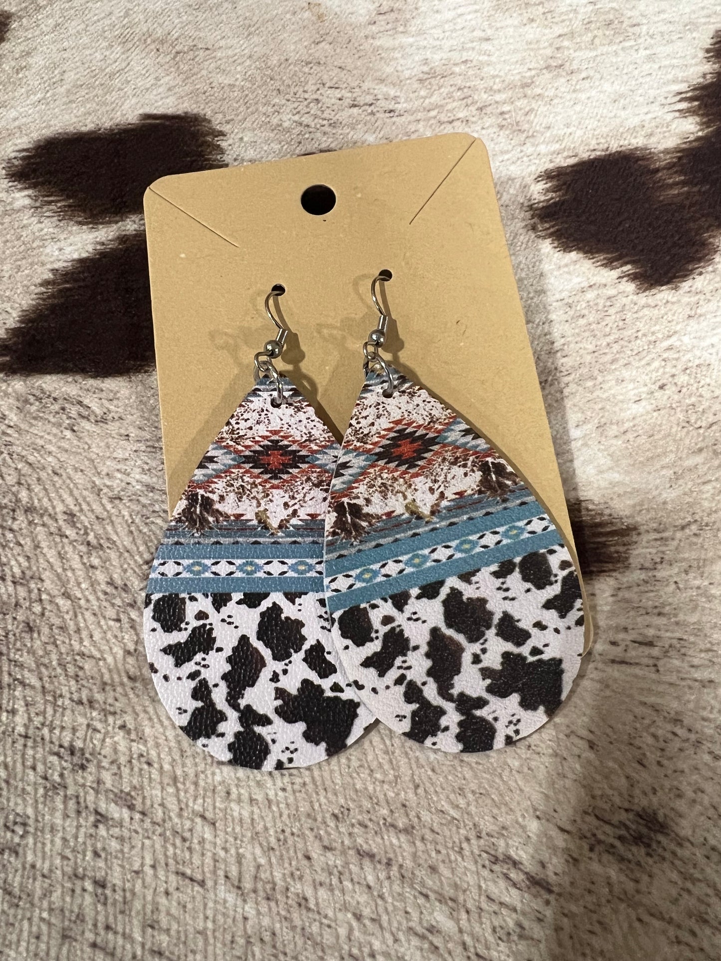 Aztec Cow Print Earrings