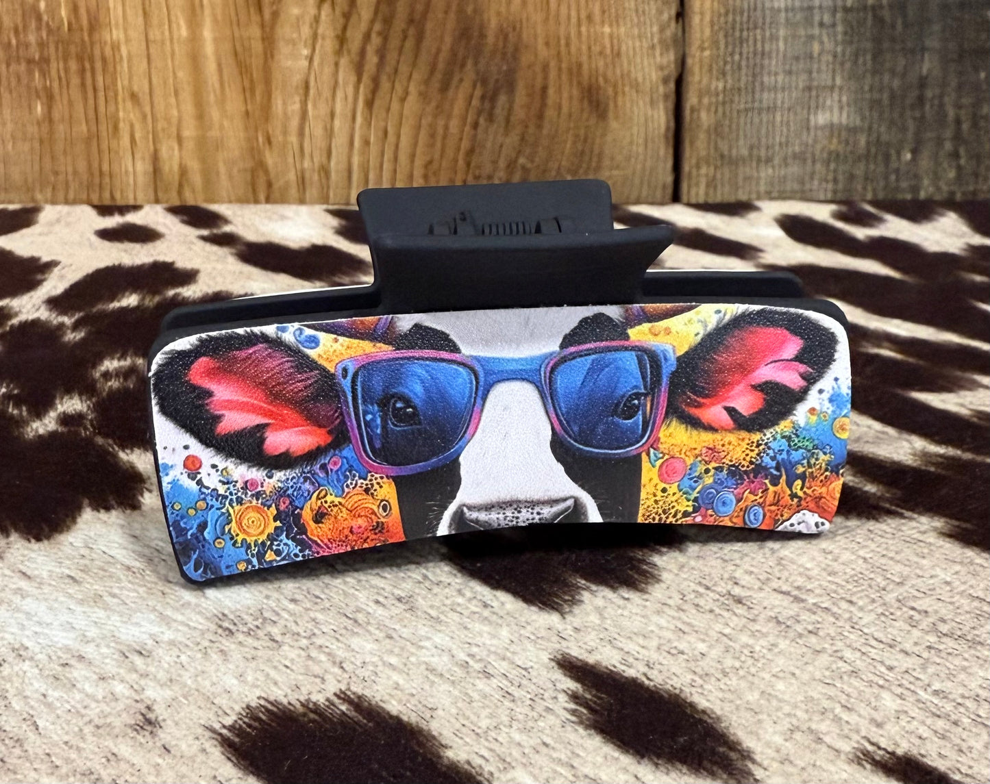 Cow in Sunglasses Hair Clip