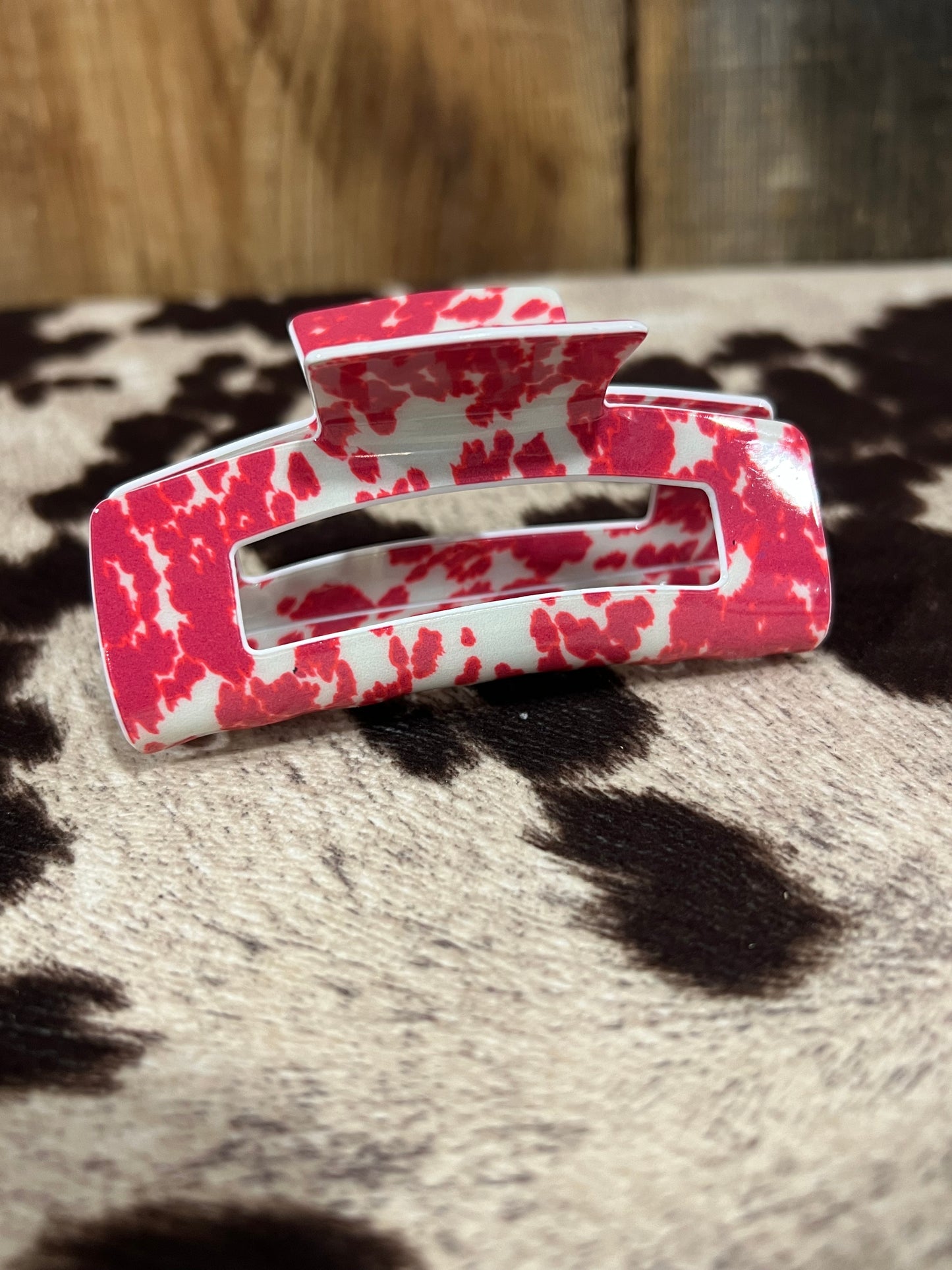 Pink Cow Print Hair Clip