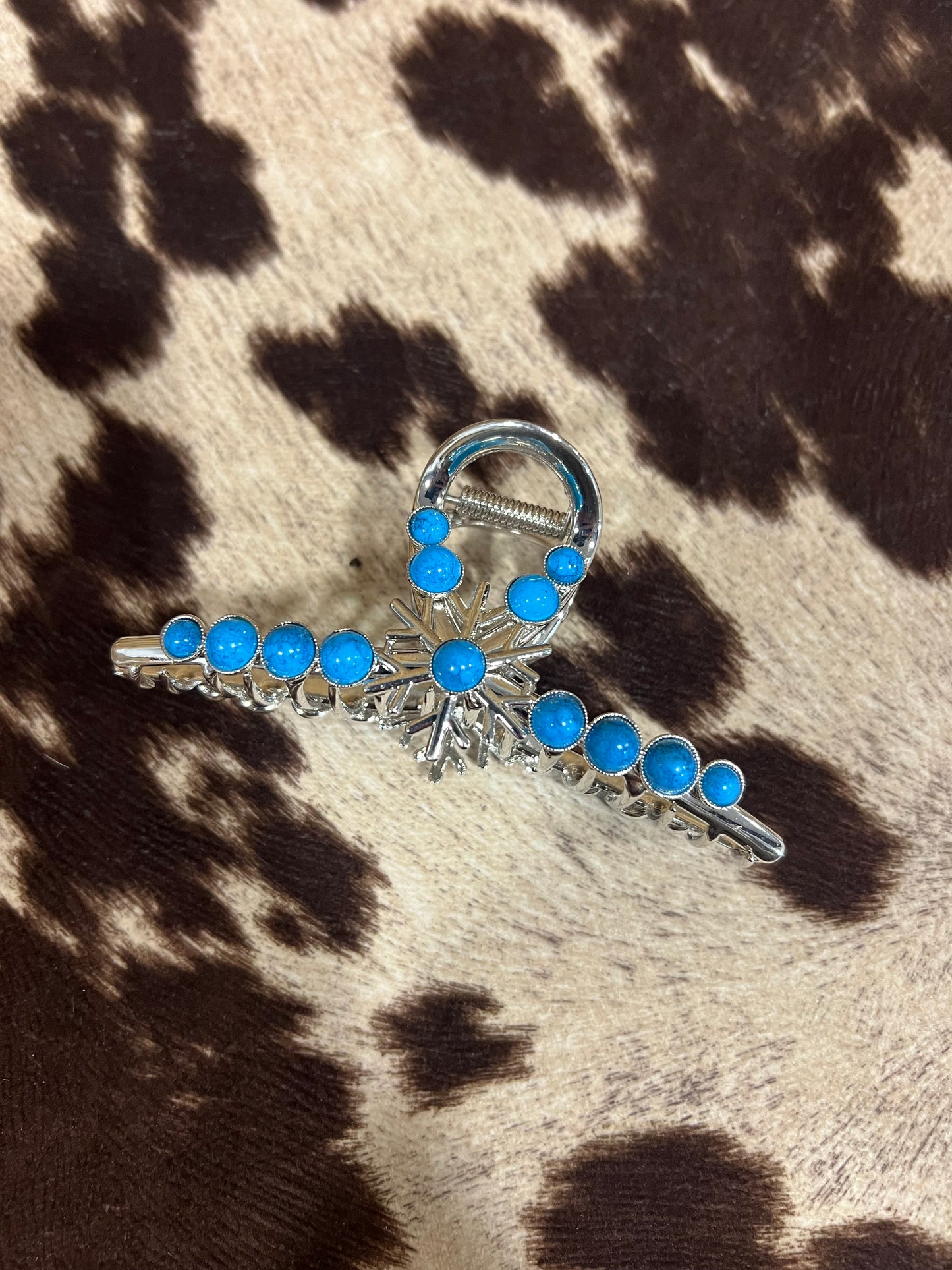 Silver & Turquoise Snowflake Hair Clip