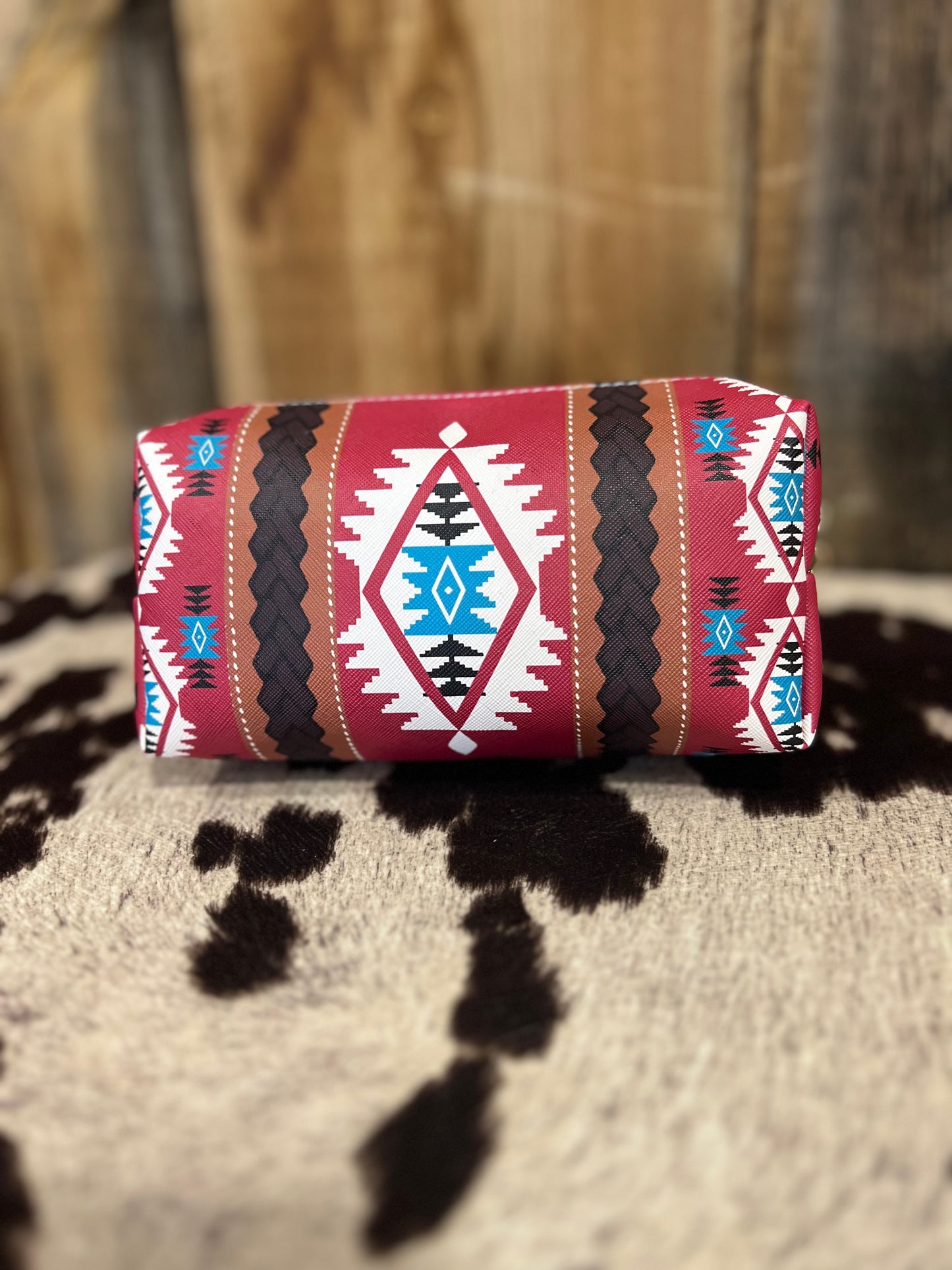 Red Aztec Cosmetic Bag