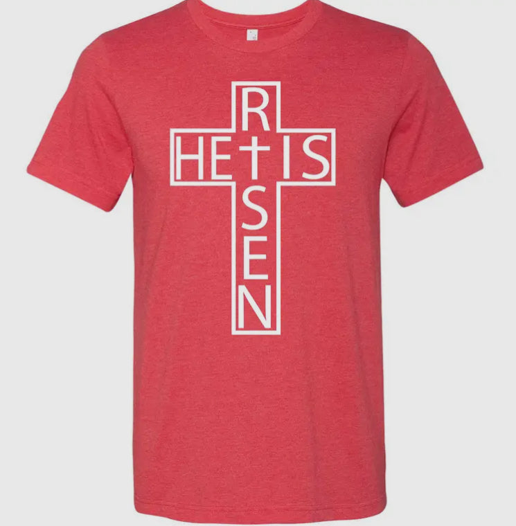 Red He Is Risen Tee