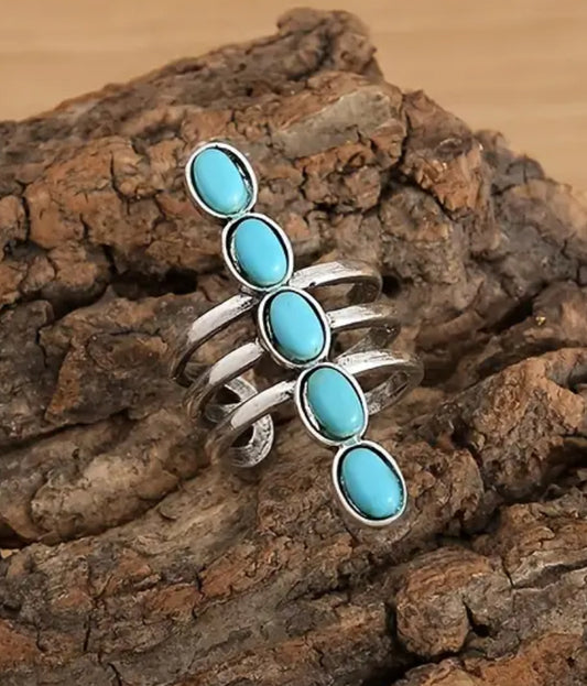 Turquoise Line Adjustable Ring