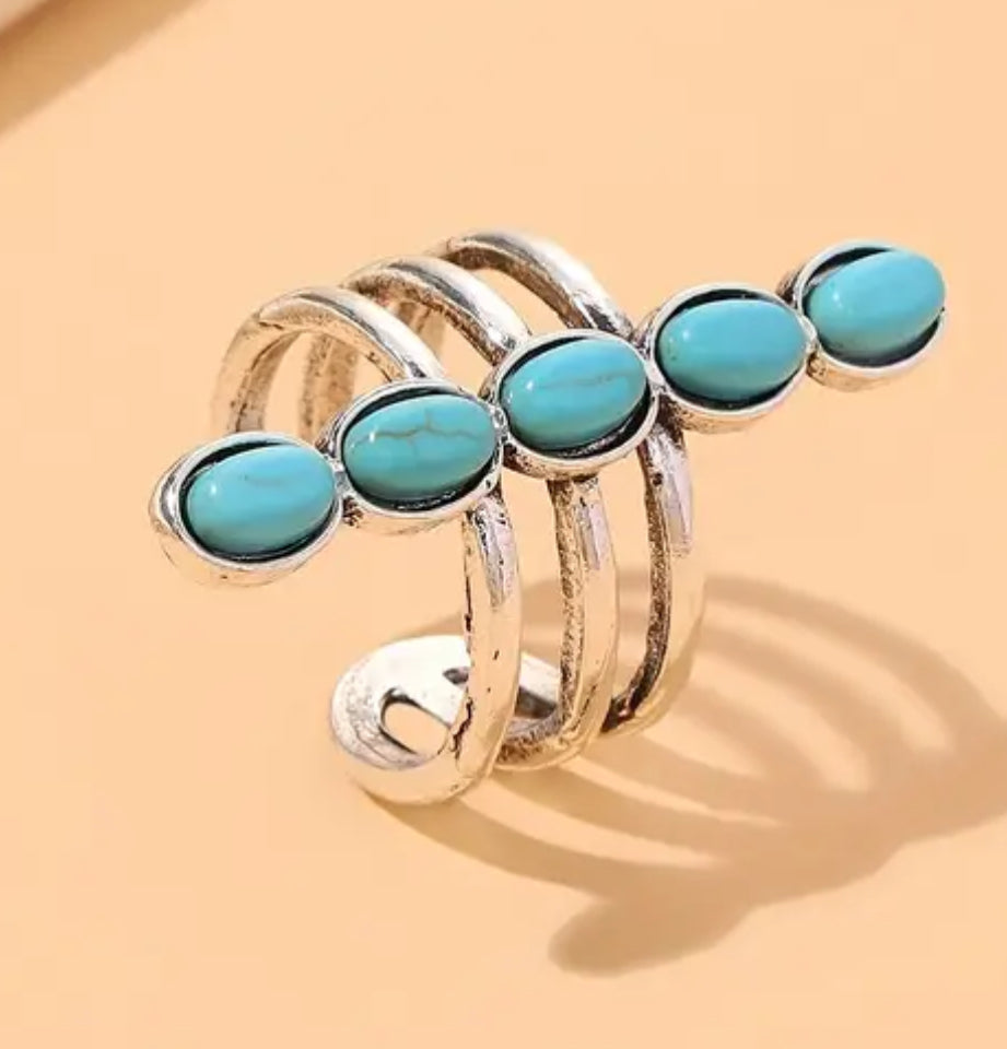 Turquoise Line Adjustable Ring