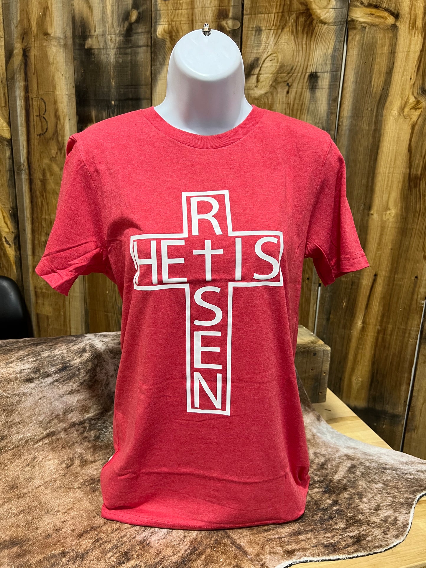 Red He Is Risen Tee