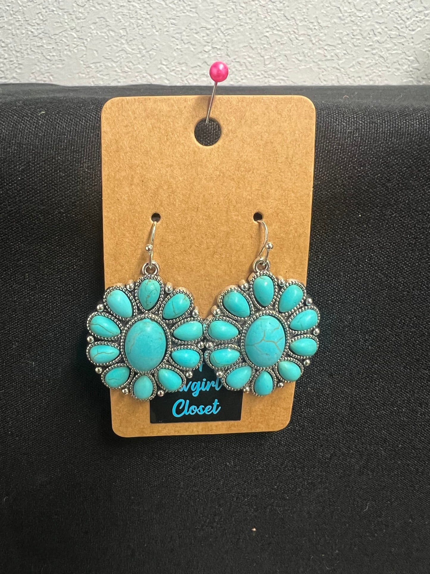 Turquoise Concho Cluster Earrings