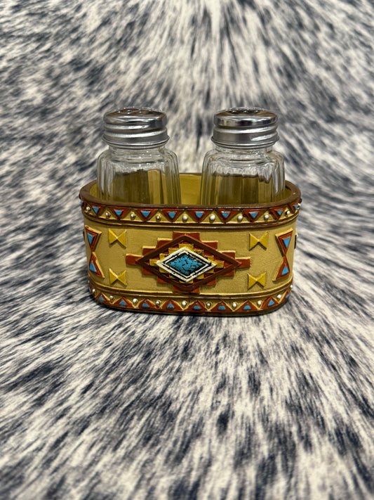 Salt & Pepper Shakers with Aztec Base