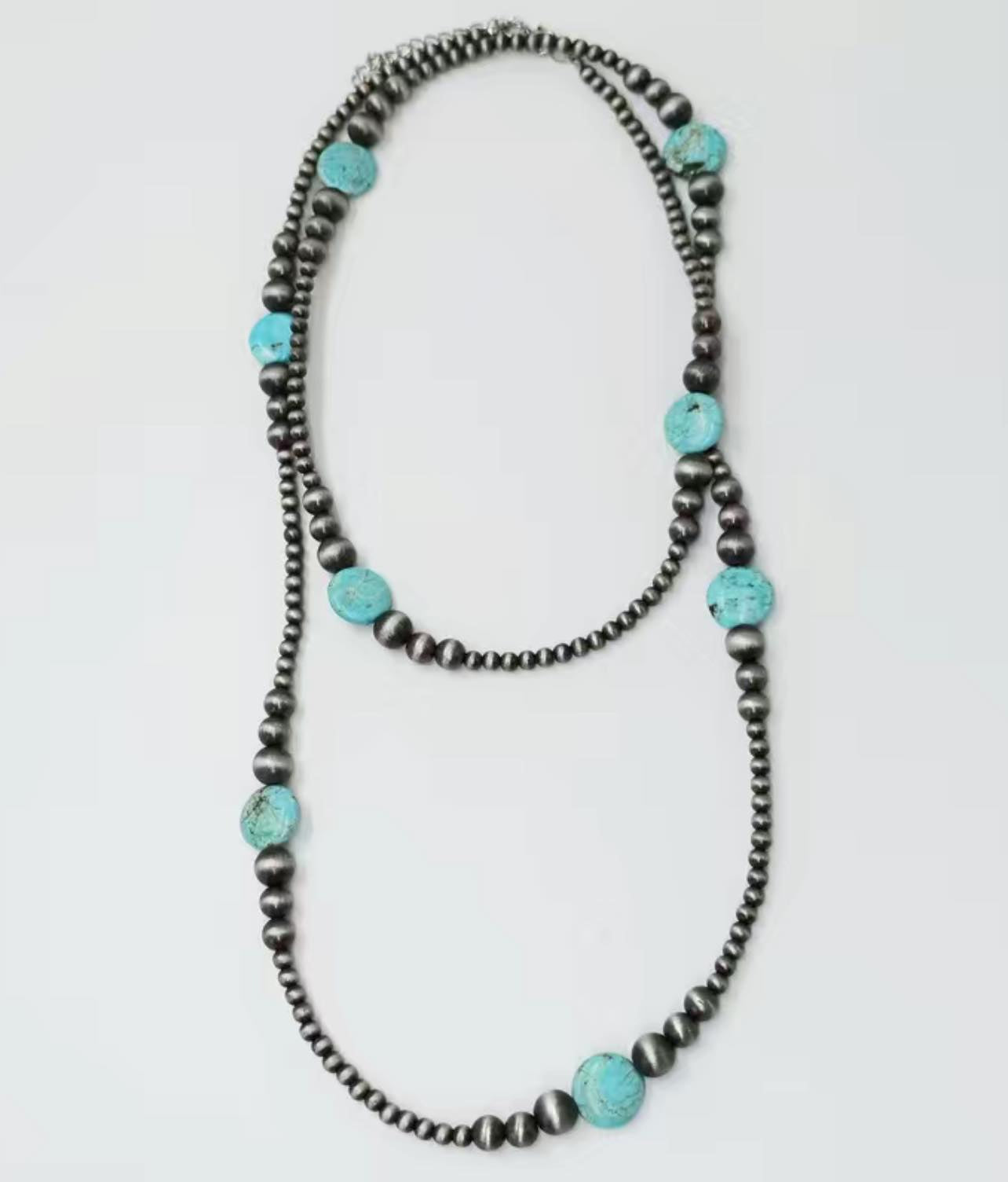 Long Turquoise and Navajo Necklace