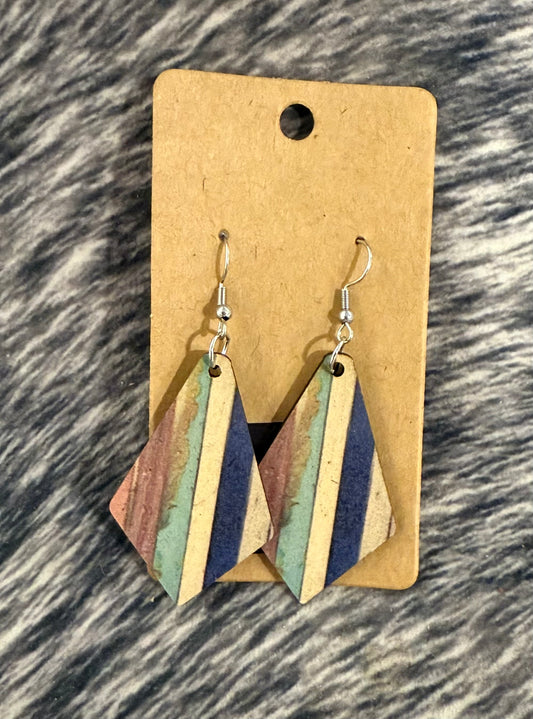 Wood Striped Earrings