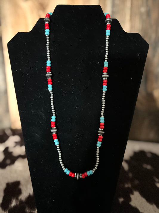 #4 Red & Turquoise Necklace