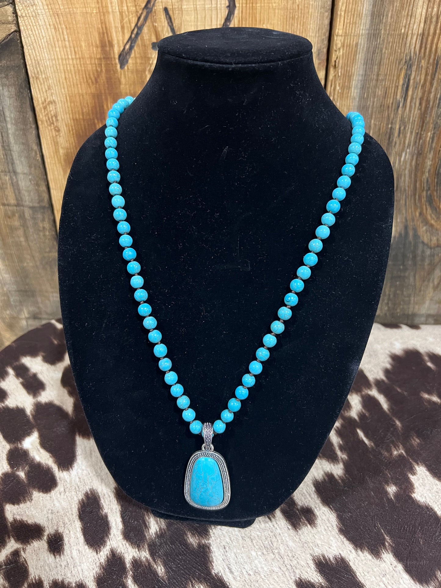 Long Turquoise Pendant Necklace