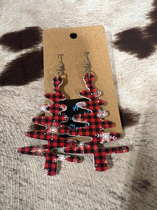 #6 Red Tree Earrings