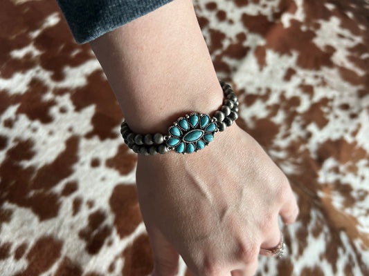 Turquoise Concho Navajo Bracelet