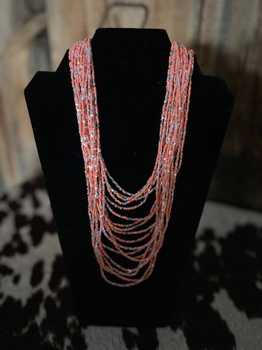 #12 Peach Beaded Necklace