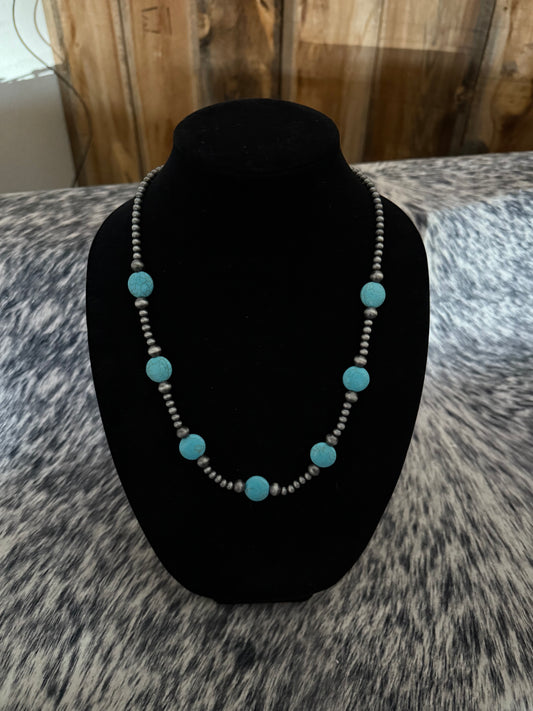 #12 Navajo and Turquoise Saucer Necklace