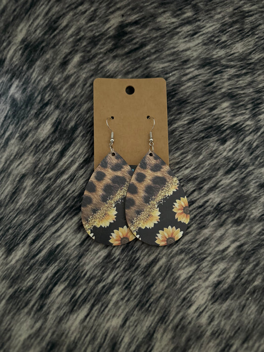 #13 Cheetah & Sunflower Earrings