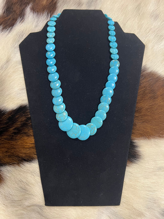 Turquoise Flat Beaded Necklace